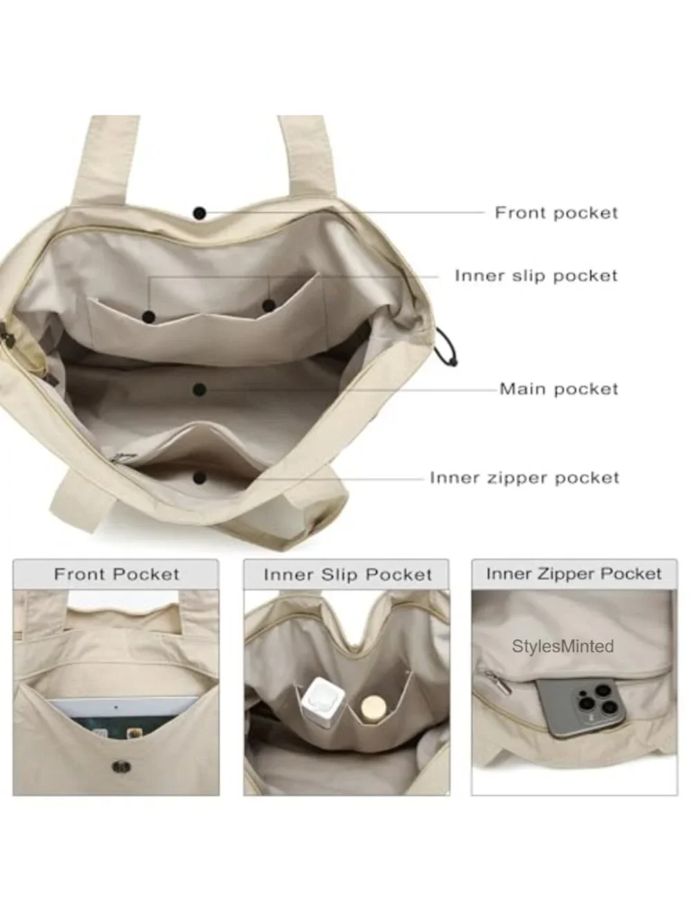 Feather-Light Tote Bag for Women, Heavy-Duty Nylon Shoulder Purse, Fits 16
